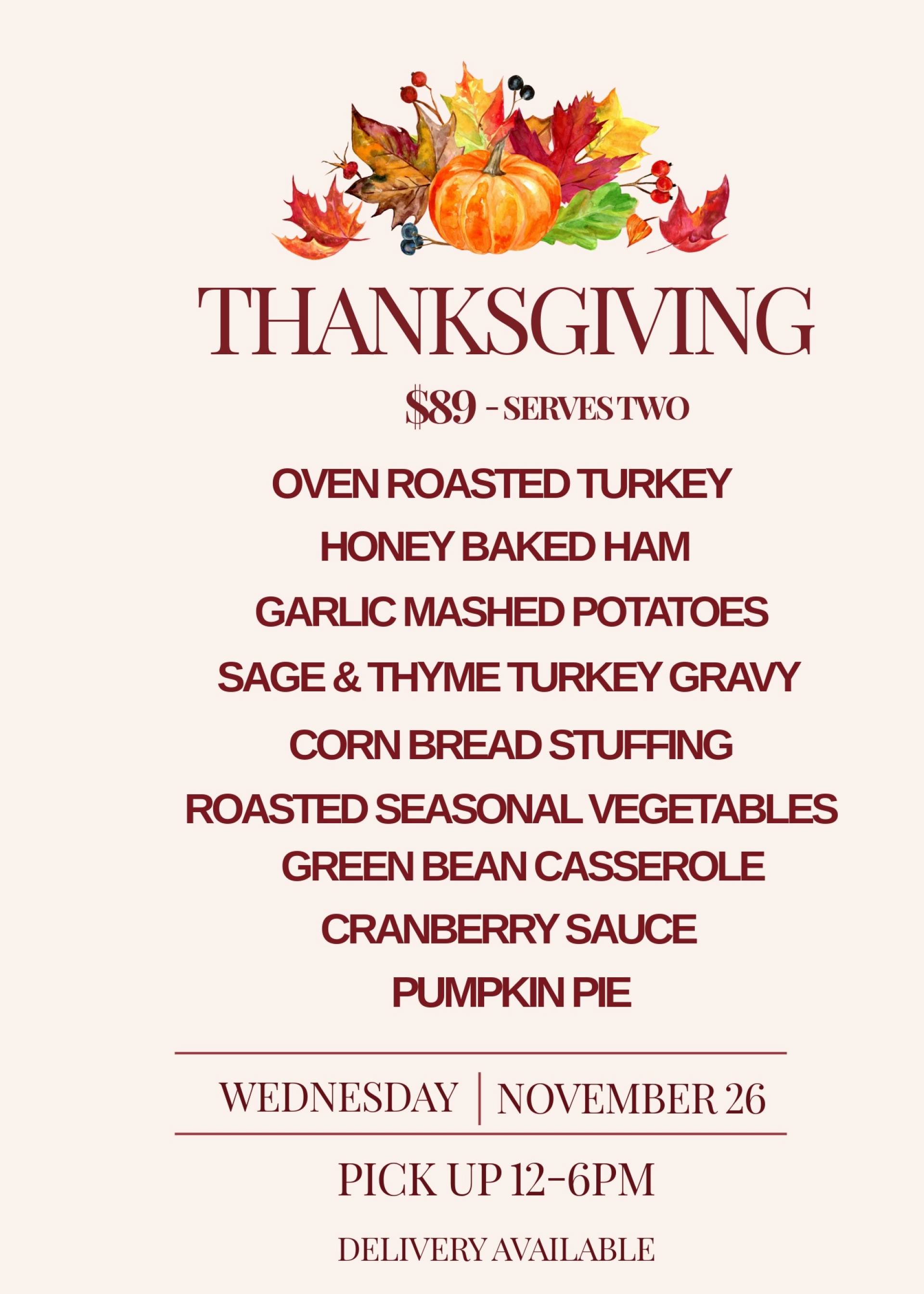 THANKSGIVING MENU